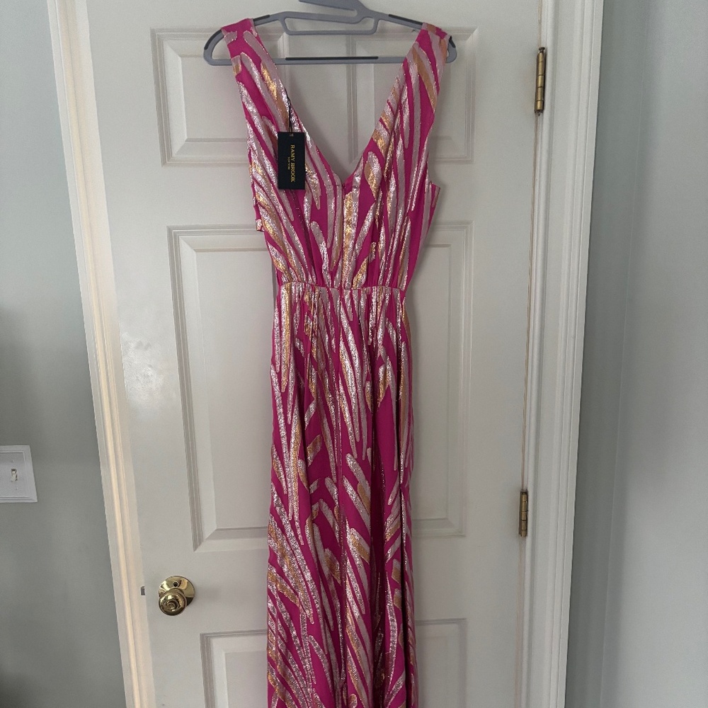 Ramy Brook Irene Twist-Front Cutout Jacquard Gown Size 8 - Picture 4 of 5